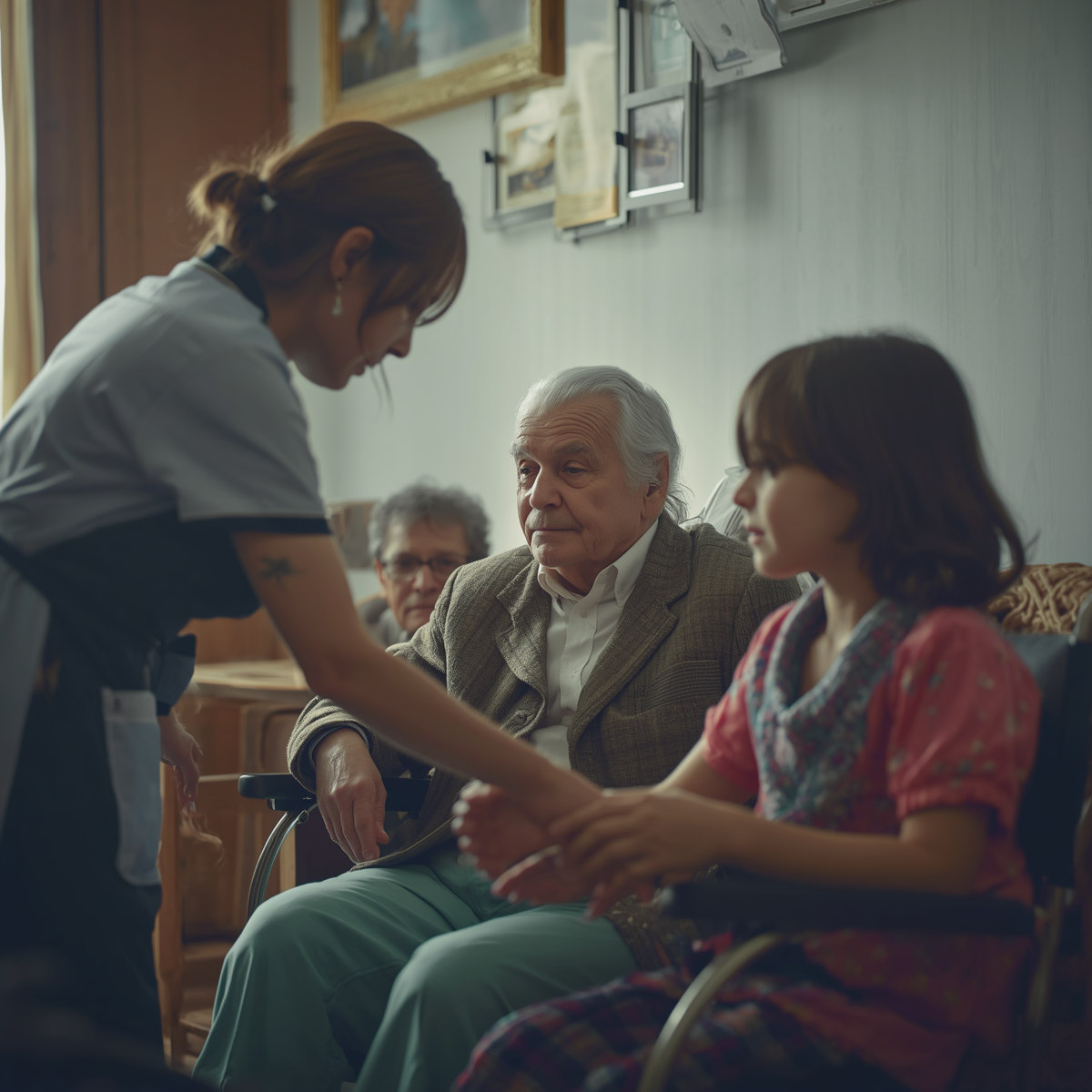 Healthcare worker visiting elderly patient at home
